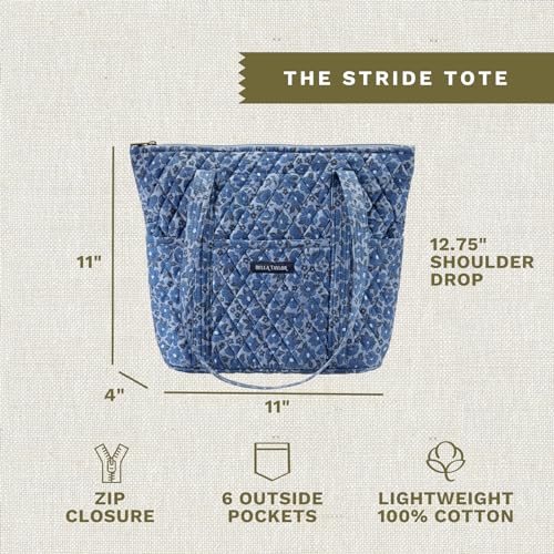 Bella Taylor Stride Tote, Quilted Shoulder Bag for Women - color: Navy Floral