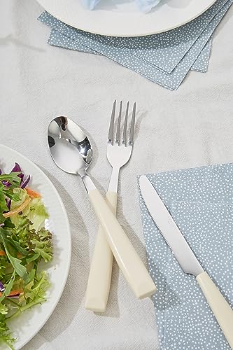ANNOVA Silverware Set Stainless Steel Colorful Handle Tableware Kitchen Flatware Set Utensils, Includes Dinner Knives, Forks, Spoons, Salad Forks & Dessert Spoons (Cream, 20 Pieces) - color: Cream 20Pieces