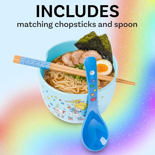 Silver Buffalo Rainbow Brite and Twink, Ramen Bowl with Chopsticks, 20oz - color: Rainbow Brite and Twink Spoon, size: 20 Ounces (With Spoon)
