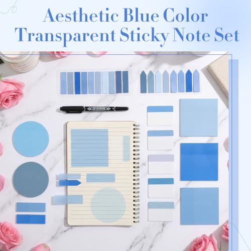 Glenmal Transparent Sticky Note Set, 910 Sheets,Blue - color: Blue