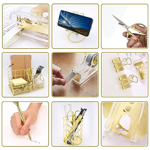Gold Office Desk Organizers, 13PCS Office Supplies and Accessories - color: Gold