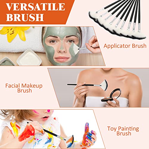 Maitys 9 Pieces Facial Fan Mask Brushes, Black and Silver - color: Black and Silver