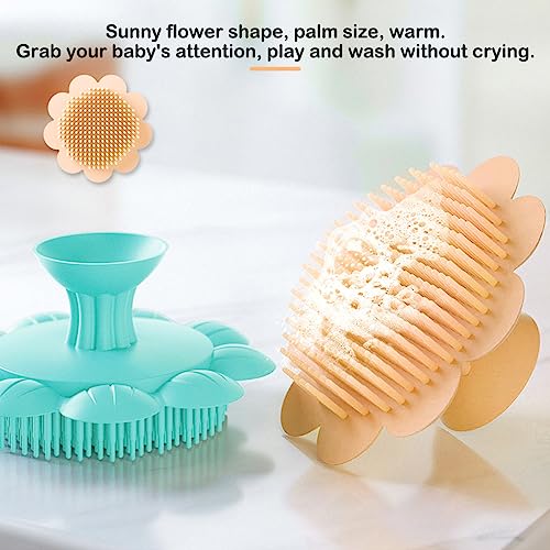 Baby Bath Silicone Brush Shower Scalp Brush Exfoliate and Massage Shampoo Scalp Scrubbie for All Hair Kid Newborn Toddler（Yellow） - color: Color 3