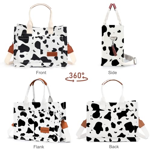 LHMTQVK Canvas Tote Bag for Women, Work & Bible Study Handbag - color: Cow