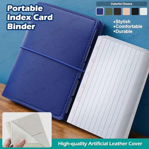 Olivo 3x5 Lined Index Cards with Ring Binder Holder and Dividers, Blue - color: Blue