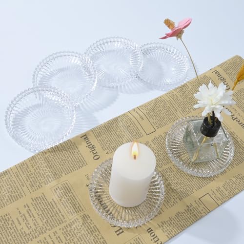 Crystal Glass Coaster 6 Pack Round Cup Drinks Coasters,Clear - color: Clear