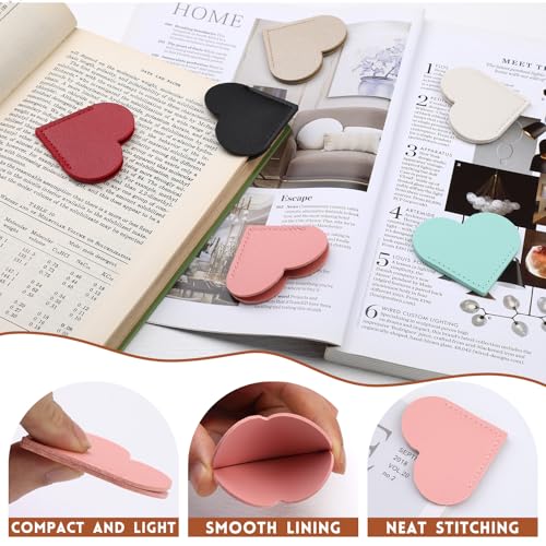9 Pcs Leather Heart Bookmarks, Cute Heart Bookmarks for Women - size: 9 Pcs (Leather Heart)