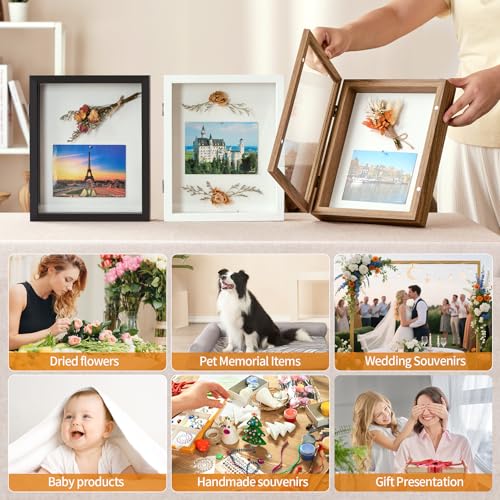 8x10 Black Deep Shadow Box Picture Frame with HD Clear Glass - color: Black, size: 8x10