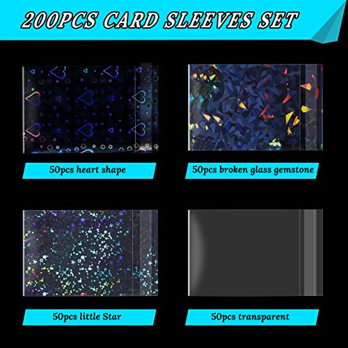 Tinlade 200 Pcs Laser Flashing Kpop Holographic Photo Card Sleeves