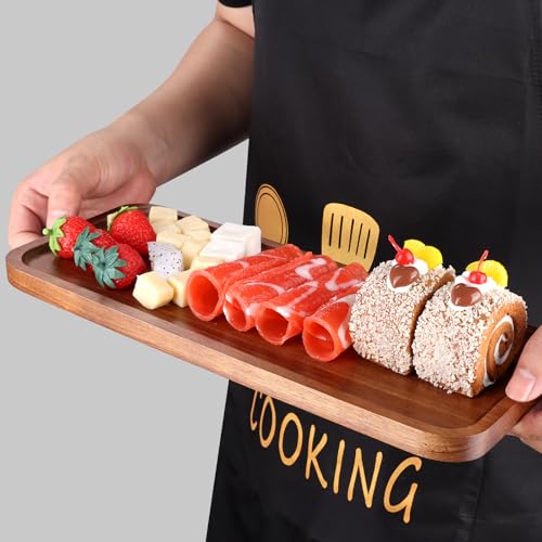Wooden Serving Platters Long Charcuterie Boards Acacia Wood Decorative Tray - size: 14" × 5.5" × 0.6"