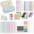 MoKo Pencil Case with Supplies, 60Pcs Aesthetic School Set, Blue - color: Blue-60P