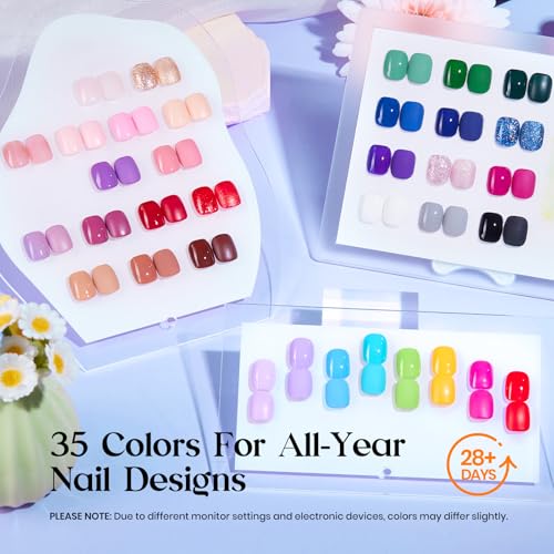 Beetles Gel Nail Polish Kit with U V Light - 35 Colors 68Pcs Gel Polish Set - color: C-Seasonal Whispers