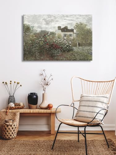 Huabsad Vintage Landscape Monet Flower Oil Painting Canvas Wall Art Antique Cottage Outdoor Garden Roses Lover Wall Decor Rustic Farmhouse Living Room Bedroom Aesthetic Prints 12x16in Unframed - color: Oil painting02, size: 12x16in Unframed