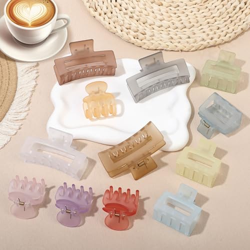 SMKSL 12 Pcs Hair Claw Clips for Women & Girls 3 Styles Hair Accessories - color: Ice Cream