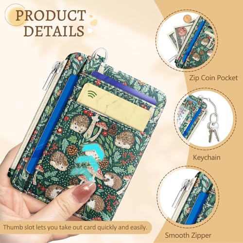 Kelvoris Credit Card Holder Small Wallet Women, Slim RFID, Cute Hedgehog - color: Hedgehog