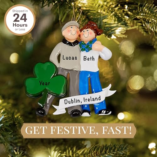 Personalized Ireland Ornament 2026 for Honeymooners, Vacation Souvenir - color: Green Ireland