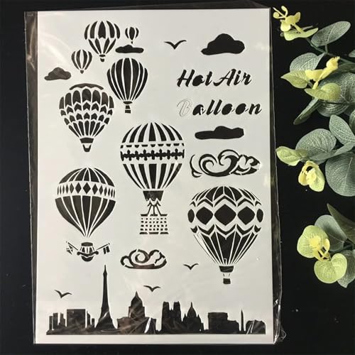 TIAMECH A4 Reusable Hot Air Balloon Stencil for Painting - style: Hot Air Balloon