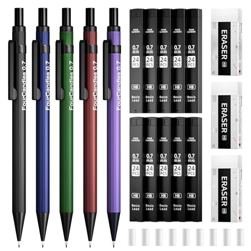 Four Candies Metal Mechanical Pencils 0.7, 19-Count Pack with Case - style: 0.7mm