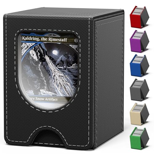 Card Deck Box for MTG Commander, fits 100+ Double-Sleeved Cards - color: A-Black&Gray
