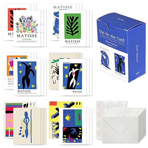 Monolike Day-by-day Card, Henri Matisse Painting ver.1 - Mix 36 Mini Single cards, 36 envelopes, 36 stickers Package - color: Henri Matisse Painting ver.1