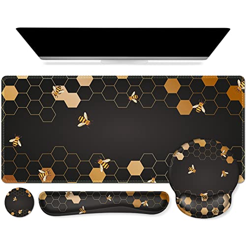 iCasso Honeycomb Mousepad 35.4"x15.7", Desk Protector for Workspace - color: Honeycomb