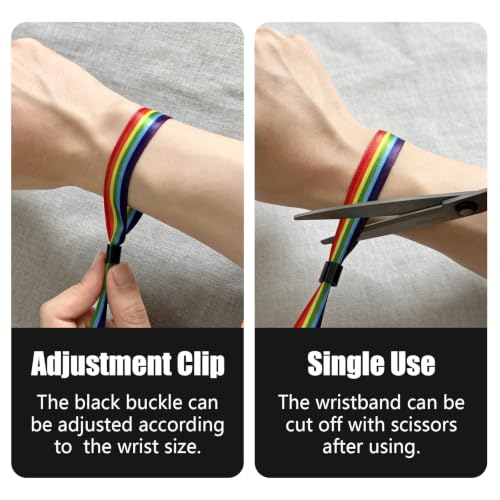 100 Pcs Cloth Wristbands, Disposable Wristbands for Events(Color : Rainbow) - color: Rainbow