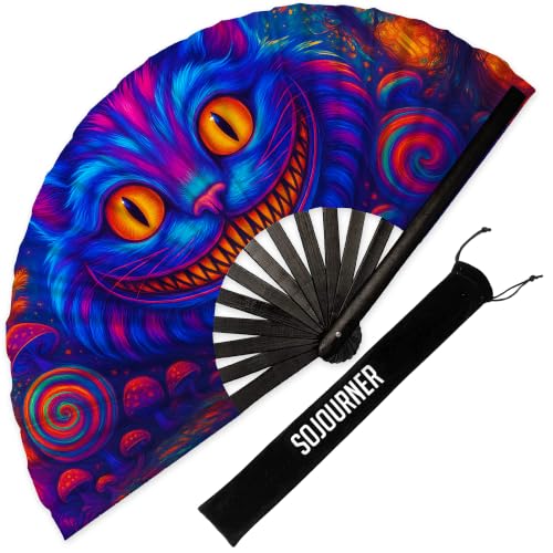 SoJourner Folding Rave Fan, Cheshire Cat - color: Cheshire Cat