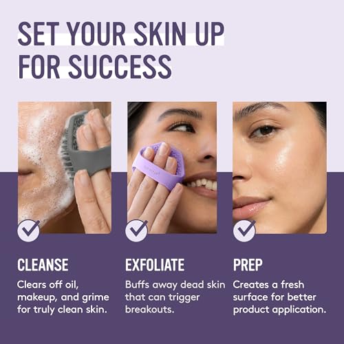 Sud Scrub® Antimicrobial Silicone Face Scrubber, 1 Pack, Gentle Face Exfoliator for Sensitive Skin, Eco Friendly Facial Cleansing Brush, Exfoliating Face Brush for Men and Women (Purple) - color: Purple
