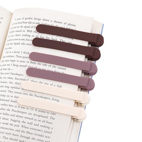 6Pcs Automatic Bookmark, Book Marks for Reading Women Men Kids, Silicone Bookmarks for Women, Unique Book Markers for Reading, Bookmarks Clip Page Holder Accessories for Book Lovers - color: 2 Dark Coffee +2 Light Coffee+ 2 White