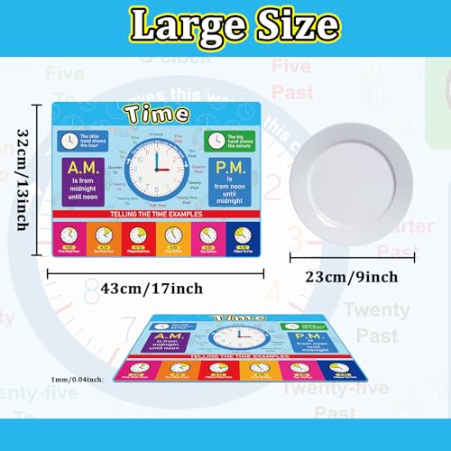 Educational Placemats Set of 6 Preschool Kid Plastic Table Mat 17×13×0.04in - style: Educational Montessori