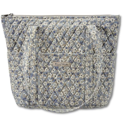 Bella Taylor Stride Tote, Quilted Shoulder Bag for Women - color: Khaki Floral