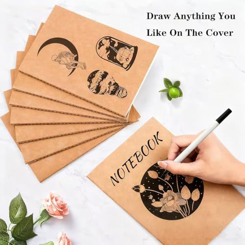 SZYIKUER A5 Kraft Notebooks Bulk, Lined Paper Journaling Notebooks, Notebooks for Work, Journal notebooks for kids, Composition Notebooks for School， 60 Pages ，8.3x5.5 Inches 4Pack