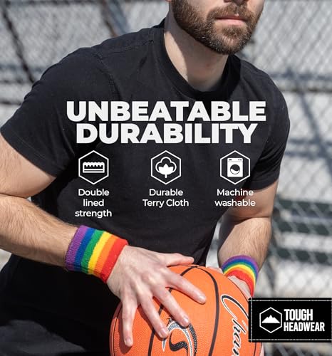 Sports Sweatbands - Arm Bands for Wrists, Sweat Absorption for Men & Women - color: Wristband - Rainbow