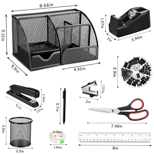 Scindaly Office Desk Accessories 12-Piece & Desk Organizers and Accessories - color: Black