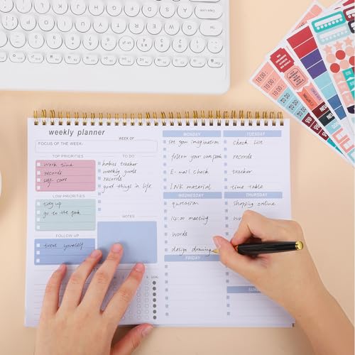 Thboxes Weekly Desk Planner, 8.5x11 In To Do List Notepad, 52 Sheets, Blue - color: Blue
