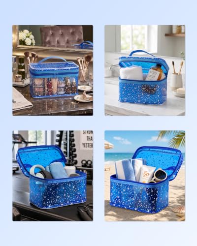 Star Clear Makeup Bag, Waterproof Travel Cosmetic Bag Toiletry bag,DarkBlue - color: Dark Blue