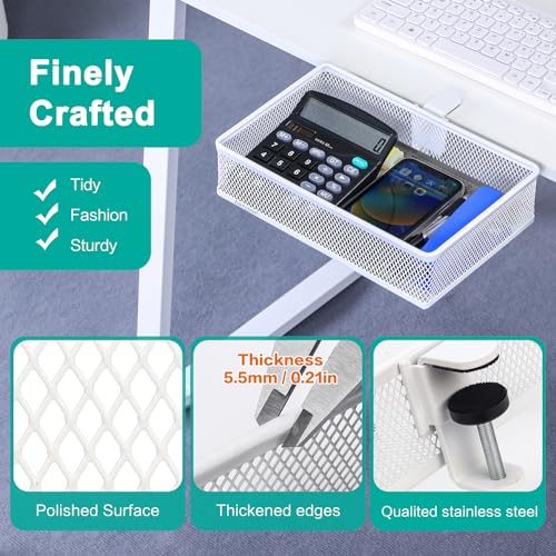 Under Desk Drawer, Clamp on Desk Organizer Under Table Hanging Desk Storage - style: White - Big