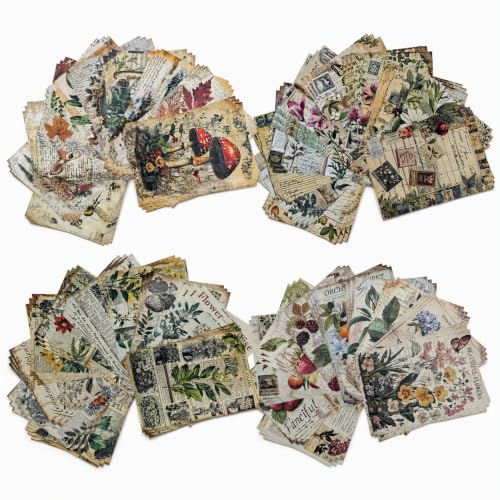 120Pcs Deco Papers for Scrapbooking, 5.4x7.9in Vintage Decoupage Paper Junk Journal Supplies, Retro Flower Butterfly Ephemera Paper Pack Diary Room Decor Wall Art Collage Album - color: Multicolor 21