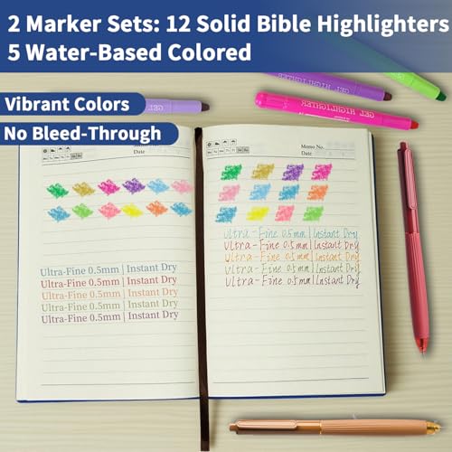 25 PCS Bible Study Supplies Kit, Large Capacity Canvas Tote Bag for Women Organizer, Bible Highlighters and Quick Dry Pens No Bleed Through, Notebook Bible Tabs Cross Bookmark Journaling Accessories - color: Blue