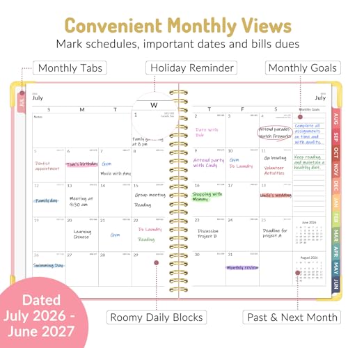 Forvencer Academic Planner 2026-2027, Calendar Jul 2026-Jun 2027, 6" x 8" - color: Muted Purple, size: 6.3"x8.4" (Jul 2026 - Jun 2027)