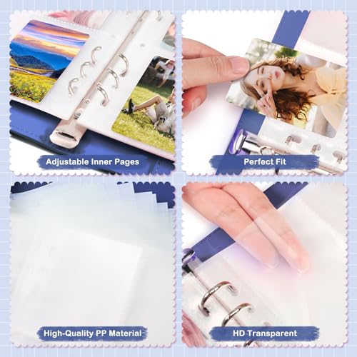 A5 Kpop Photocard Binder, PU Leather 6-Ring Album with Magnetic Closure, Includes 30 Pack 4-Pocket Pages for 240 Cards, Card Holder for Trading and Collectible Cards (Deep Blue) - color: Deep Blue
