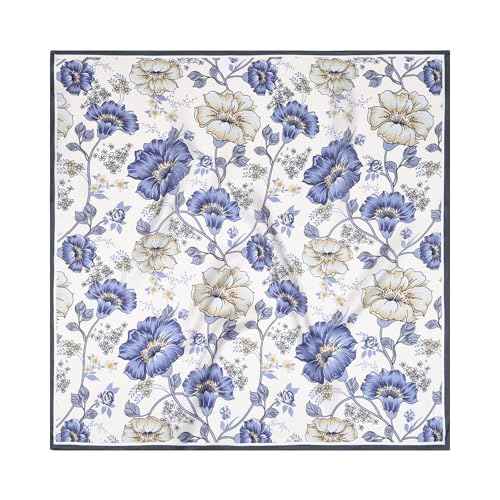 100% Mulberry Silk Scarf - 25.6" Square Neckerchief & Headscarf Gift Packed - color: Blue-11