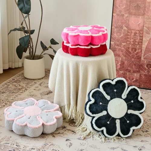 Flower Shaped Decorative Throw Pillow Cushion for Bed Couch, Cute Flower Plush Throw Pillows Home Decor Floor Pillow Seating Cushions (Hot Pink, 13.7 Inches) - color: Hot Pink, size: 13.7 Inches