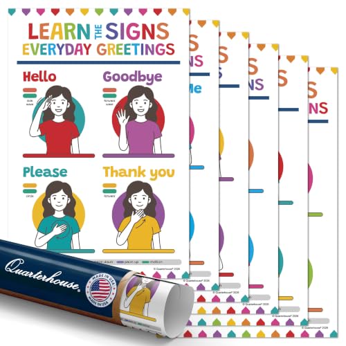 Quarterhouse 6 Poster Sign Language Part 2 Classroom Set - color: Sign Language Part 2