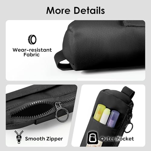 MoKo Elastic Pen Holder for Notebook, Adjustable Zipper Pouch, Black - color: Black