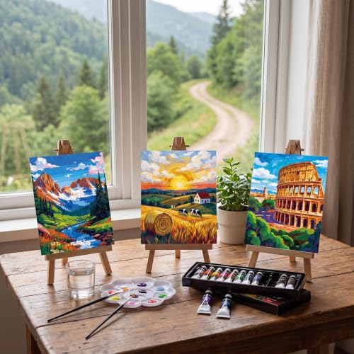 Sherr 24 Pcs Pre Drawn Canvas for Adult, Beach,Scenery, 8 x 10 Inch - size: 8 x 10 Inch, style: Beach,Scenery