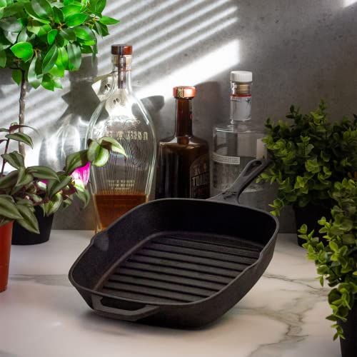 8 Inch Square Grill Pan Medium Pre-Seasoned Cast Iron - size: 8”