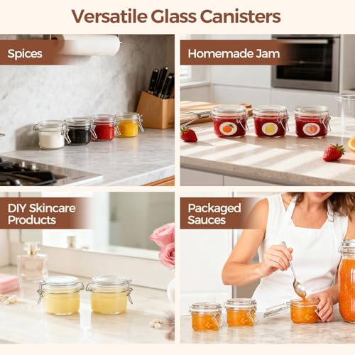 ComSaf Small Glass Spice Jars with Airtight Lids 4 oz 12 Pack Mason Pantry - size: 4 fl oz x 12