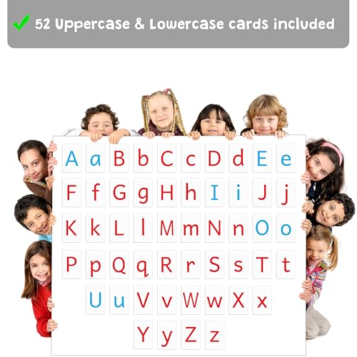 Attractivia Magnetic Big Montessori Alphabet ABC Flash Cards - 52 Sturdy Uppercase & Lowercase Large Letters, Black - for Classroom Teachers, Homeschool, ESL, Kids and Adults - style: Montessori Uppercase & Lowercase