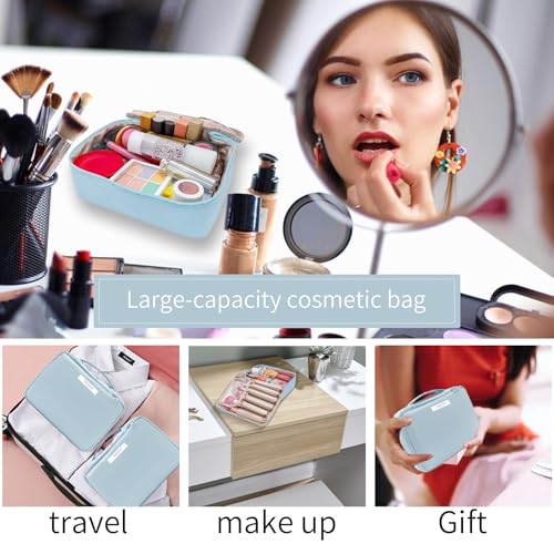 Queboom Travel Makeup Bag Cosmetic Bag Toiletry Bag for Women & Men - color: Blue-3pcs